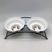 Miski dla kotów - Yarro International YARRO MISKA CER DLA KOTA PODWÓJNA 13x5cm - miniaturka - grafika 1