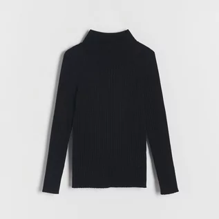 Swetry dla dziewczynek - Reserved - Sweter w prążek - Czarny - grafika 1