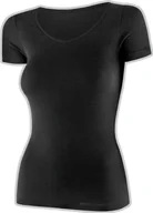 Koszulki i topy damskie - Brubeck SS1398W Koszulka damska z krótkim rękawem COMFORT MERINO czarny M - miniaturka - grafika 1