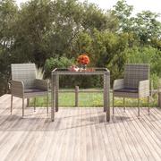 Fotele i krzesła ogrodowe - vidaXL Krzesła ogrodowe z poduszkami, 2 szt., polirattan, szare - miniaturka - grafika 1