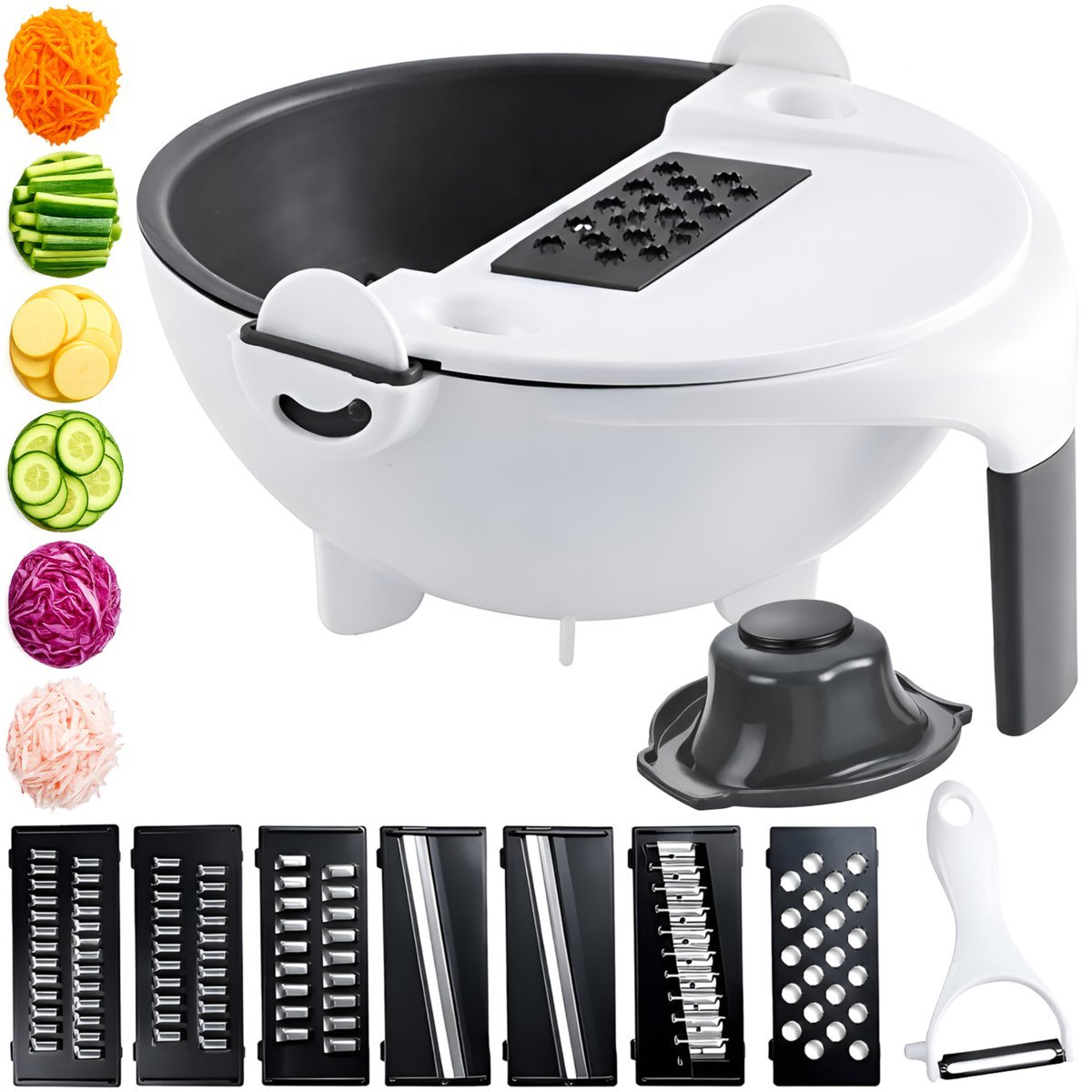 WIELOFUNKCYJNA MISKA KUCHENNA 9W1 CEDZAK TARKA SZATKOWNICA ZESTAW OSTRZY