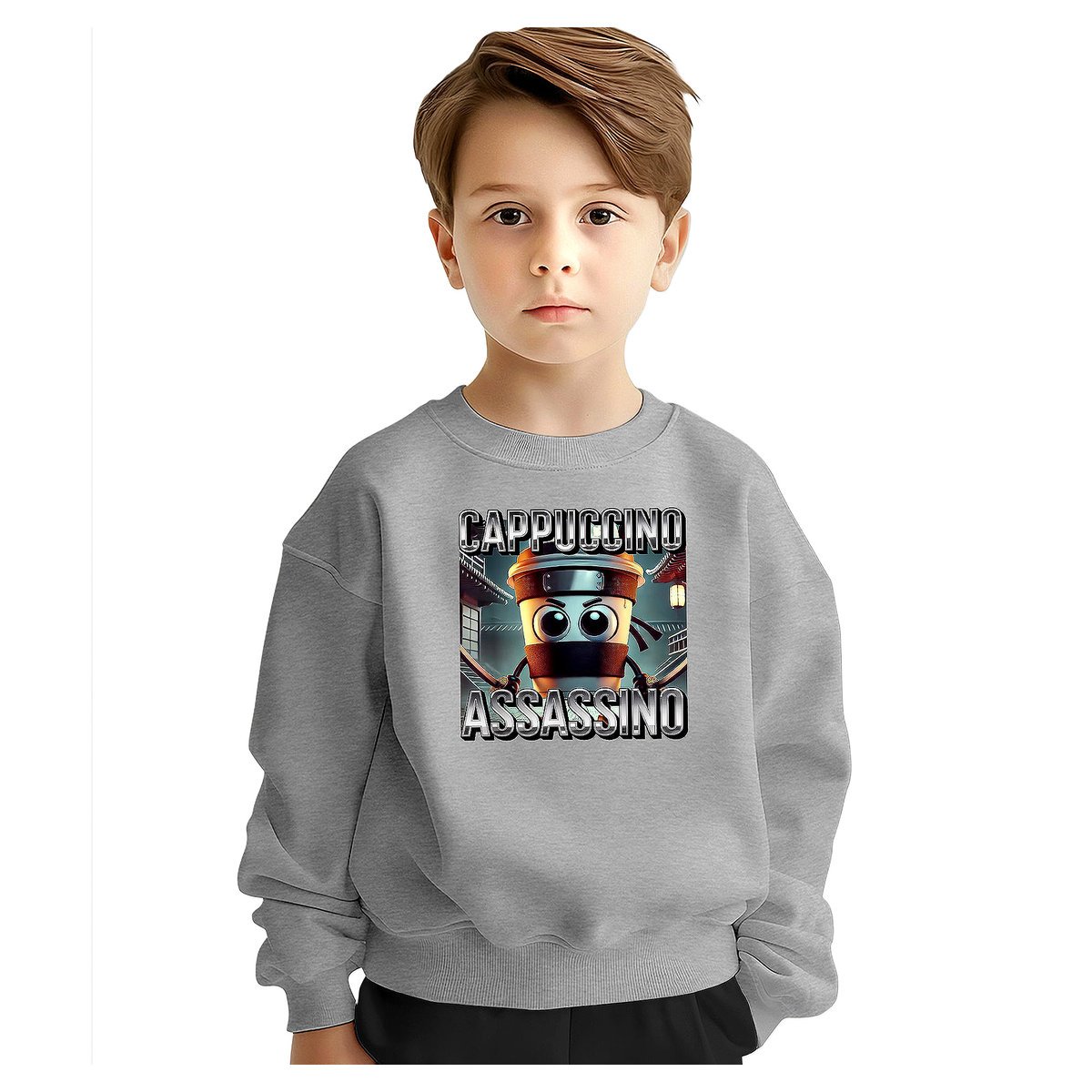 BLUZA DZIECIĘCA BRAINROT CAPPUCCINO ASSASSINO 110-116 DLA CHŁOPCA