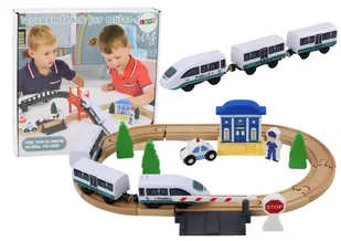 DLA DZIECI DREWNIANY TOR KOLEJOWY POCIĄG AKCESORIA - Zabawki konstrukcyjne - miniaturka - grafika 1
