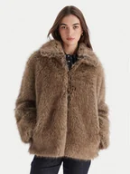 Płaszcze damskie - Liu Jo Futro MF5232 E1095 Brązowy Regular Fit - miniaturka - grafika 1