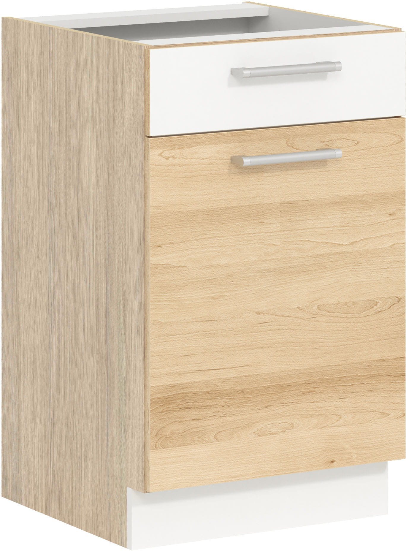 Szafka dolna kuchenna z szufladą MODENA MD15/D50S1 buk / biały połysk