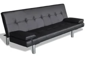 Sofy i kanapy - Czarna kanapa rozkładana z ekoskóry D4-R63 - miniaturka - grafika 1