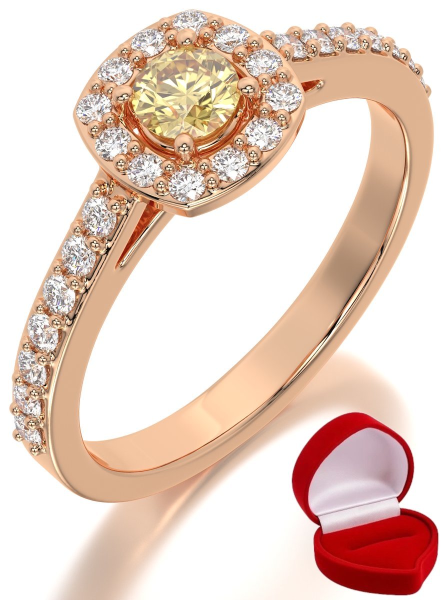 ZŁOTY PIERŚCIONEK ZARĘCZYNOWY 585 14k SZAFIR 0,24 ct RÓŻOWE ZŁOTO R16