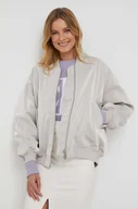 Kurtki damskie - Calvin Klein kurtka bomber damski kolor szary przejściowa - miniaturka - grafika 1
