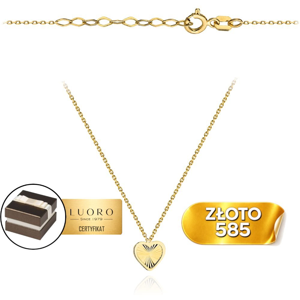 NASZYJNIK ZŁOTY 585 14K CELEBRYTKA SERCE DIAMENTOWANE 44 CM REGULOWANY