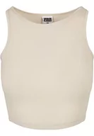 Koszulki i topy damskie - Urban Classics Women's Ladies Cropped Rib Top T-Shirt, beżowy, XL - miniaturka - grafika 1