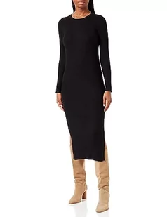 Bestseller A/S Damska sukienka VMGLORY Rib LS O-Neck Calf Dress GA NOOS, czarna, XL, Schwarz, XL - Sukienki - miniaturka - grafika 1
