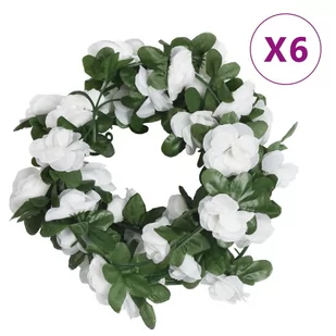 vidaXL Sztuczne girlandy kwiatowe, 6 szt., wiosenna biel, 250 cm - Dekoracje domu - miniaturka - grafika 1