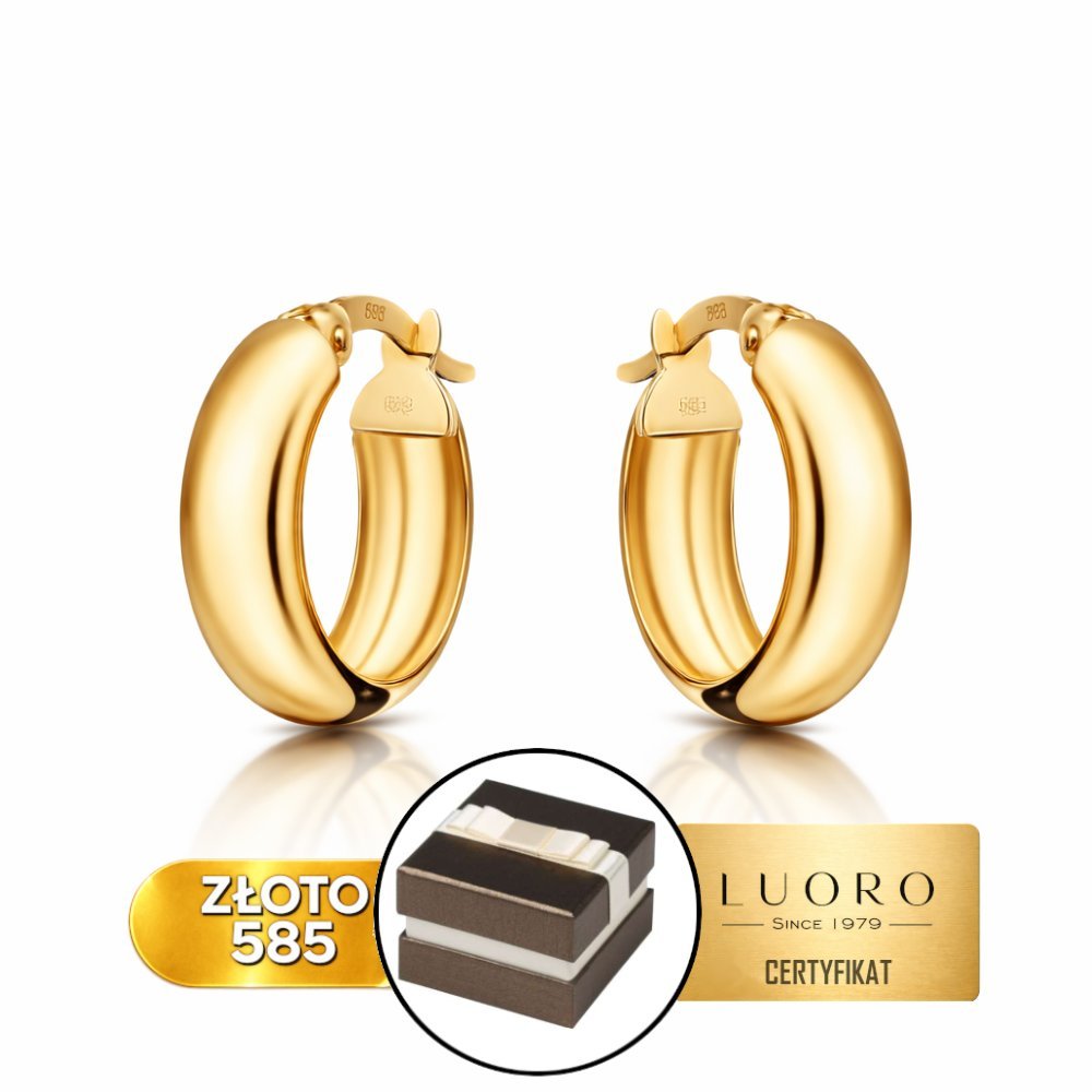 KOLCZYKI ZŁOTE 585 14K SZEROKIE KOŁA 14 MM KREOL ELEGANCKIE