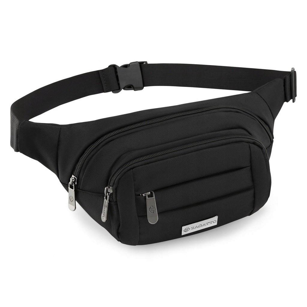 Saszetka nerka meska damska czarna pojemna duża biodrówka sportowa ZAGATTO