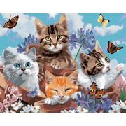 Malowanie po numerach - Norimpex Malowanie po numerach. 4 kotki z motylami 40 x 50 cm - miniaturka - grafika 1
