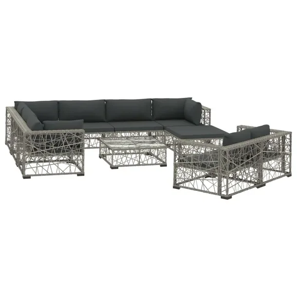 Zestaw Mebli Ogrodowych Rattanowych, Szary, 70x70x52.5 cm, Stal/Szkło