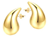 Kolczyki - Kolczyki złocone elegancki wzór dmuchane krople błyszczące łezki na sztyft na prezent - miniaturka - grafika 1