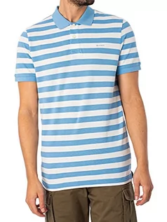 Koszulki męskie - GANT Męska koszulka polo Multi Stripe Ss Pique, Gentle Blue, S - grafika 1