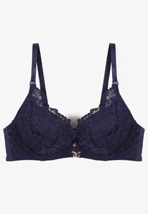 Granatowy Biustonosz z Ozdobną Koronką i Metaliczną Ozdobą Terzedi - Biustonosze - miniaturka - grafika 1