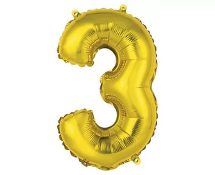 GoDan Balon foliowy cyfra 3, 14", złota FG-C35Z3 - Balony i akcesoria - miniaturka - grafika 1