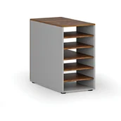 Regały biurowe - Szafka z półkami do biurka PRIMO GRAY, prawa, szary/orzech - miniaturka - grafika 1