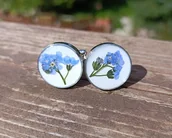 Spinki do mankietów i krawatów - Spinki do mankietów niezapominajki w bieli - miniaturka - grafika 1