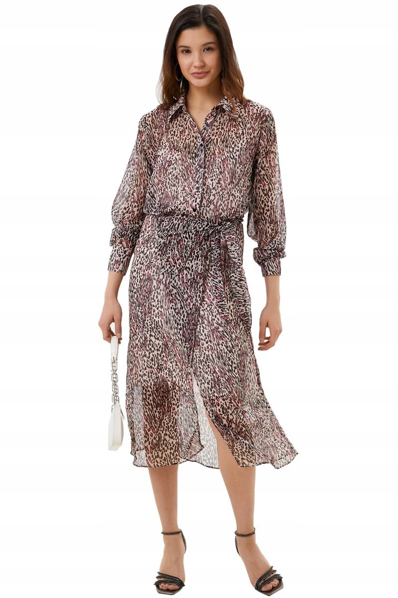 GUESS SUKIENKA NA CO DZIEŃ WZÓR ZWIERZĘCY GUZIKI XS GGA
