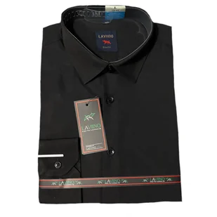 Koszula męska czarna z długim rękawem M(39/40) - Koszule męskie - miniaturka - grafika 1