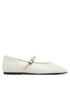 Calvin Klein Baleriny Ballerina New Buckle - Lth HW0HW02483 Beżowy - Baleriny - miniaturka - grafika 1