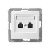 Gniazdka elektryczne - LEDart telefoniczne podwójne, bez ramki - Ospel Impresja GPT-2YN/m/00, kolor biały - miniaturka - grafika 1