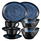 Serwisy obiadowe - Zestaw Śniadaniowy Dla 2 Osób Kamionkowy Dark Night Villa Italia - miniaturka - grafika 1