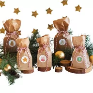 Ozdoby bożonarodzeniowe - Kalendarz Adwentowy - Torebki Papierowe Kraft - Naklejki Pierniki Świąteczne Czerwony Sznurek Diy - miniaturka - grafika 1