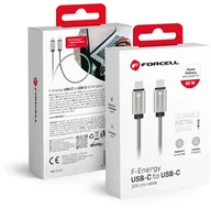 Kable USB - Kabel USB C do USB C Forcell F-Energy QC4.0 PD 3A 66W Metal 2 m C237 srebrny - miniaturka - grafika 1