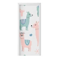 Naklejki na ścianę - Naklejka na drzwi HOMEPRINT Urocze lamy 85x205 cm - miniaturka - grafika 1