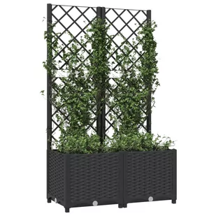 Donica ogrodowa z kratką, czarna, 80x40x136 cm, PP - Donice - miniaturka - grafika 4