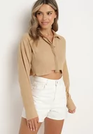 Koszule damskie - Brązowa Klasyczna Koszula o Krótkim Kroju na Guziki Tiamavoin - miniaturka - grafika 1