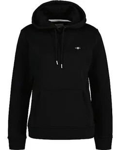 GANT Damska bluza z kapturem Rel Shield, czarny, XXL - Bluzy damskie - miniaturka - grafika 1