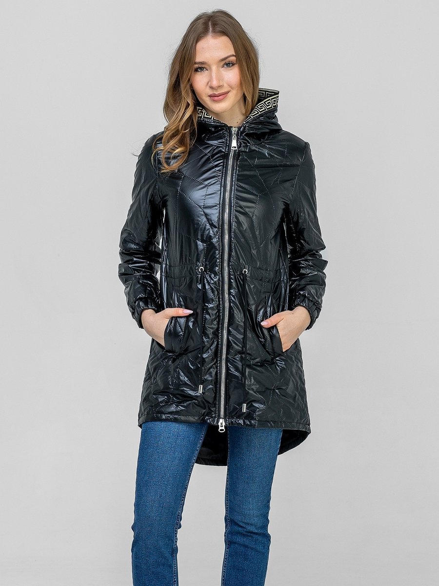 PIKOWANA PRZEJŚCIOWA KURTKA DAMSKA ZE ŚCIĄGACZEM W TALII