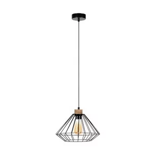 Britop Industrialna LAMPA wisząca RAQUELLE 187119104 metalowa OPRAWA druciany zwis czarny drewno - Lampy sufitowe - miniaturka - grafika 1