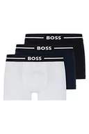 Majtki męskie - BOSS Męskie Trunk 3P Pogrubiony Zestaw trzech krótkich bawełnianych bokserów z logo w talii, Open Miscellaneous984, XS - miniaturka - grafika 1