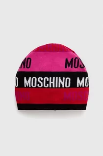 Czapki damskie - Moschino czapka wełniana kolor różowy wełniana - grafika 1