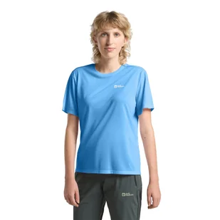 Damski T-shirt funkcjonalny Jack Wolfskin VONNAN S/S T W mid blue - XS - Koszulki i topy damskie - miniaturka - grafika 1