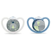 Smoczki uspokajające - Nuk 736619 SMOCZEK USPOKAJAJĄCY SILKONOWY SPACE NIGHT 6-18 2SZT/PUD - miniaturka - grafika 1