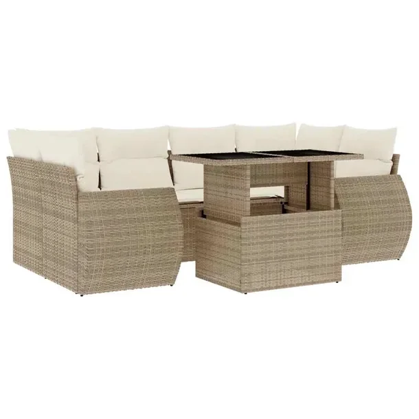Zestaw Wypoczynkowy Ogrodowy, Modułowy, Rattan PE, Stal, Beżowy, Stolik R