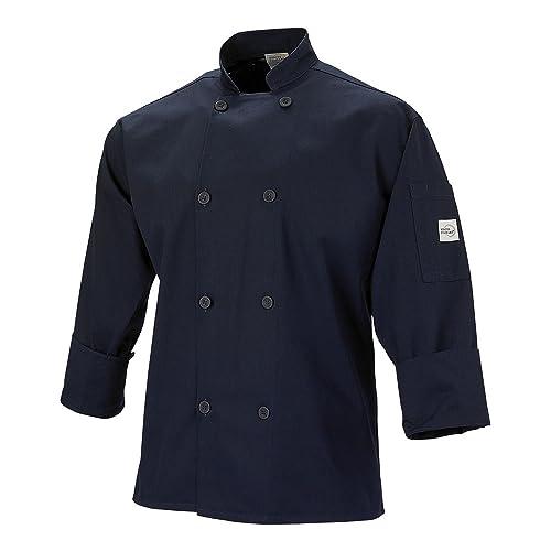 Mercer Culinary M60010NBM Millennia męska kurtka kucharska z tradycyjnymi guzikami, średnia, granatowa