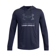Bluzy męskie - Męska Bluza UNDER ARMOUR UA RIVAL TERRY GRAPHIC HOOD 1386047-411 – Granatowy - miniaturka - grafika 1