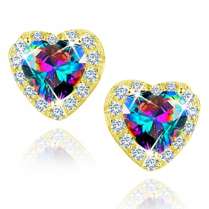 ZŁOTE KOLCZYKI SREBRO 925 SERCA wkrętki SREBRNE