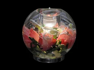 Świecznik Szklany Zamrożone Róże, Led I Tradycja Prezent Dla Mamy - Świeczniki - miniaturka - grafika 1