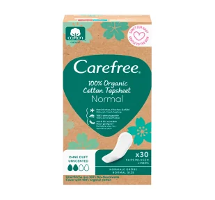 CAREFREE 100% Organic Cotton Topsheet Wkładki Higieniczne Normal 30szt - Wkładki higieniczne - miniaturka - grafika 3