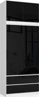 Szafy - Fabryka Mebli Akord SZAFA Z NADSTAWKĄ S 90 cm 2 DRZWI 2 SZUFLADY BIAŁA / CZARNY POŁYSK - miniaturka - grafika 1